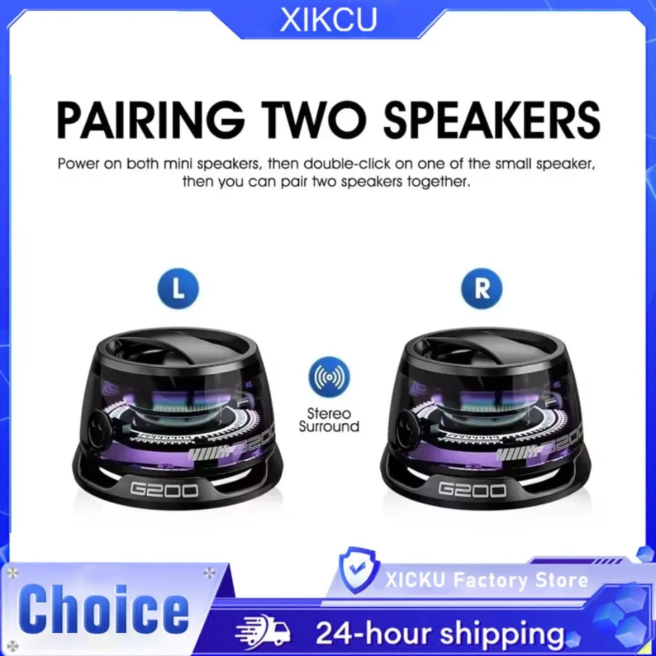 XIKCU Mini Portable Bluetooth Speaker G200 RGB Lighting Magnetic Speaker BT5.3 Small Sound Box 7 Hours Playback Phone Holder